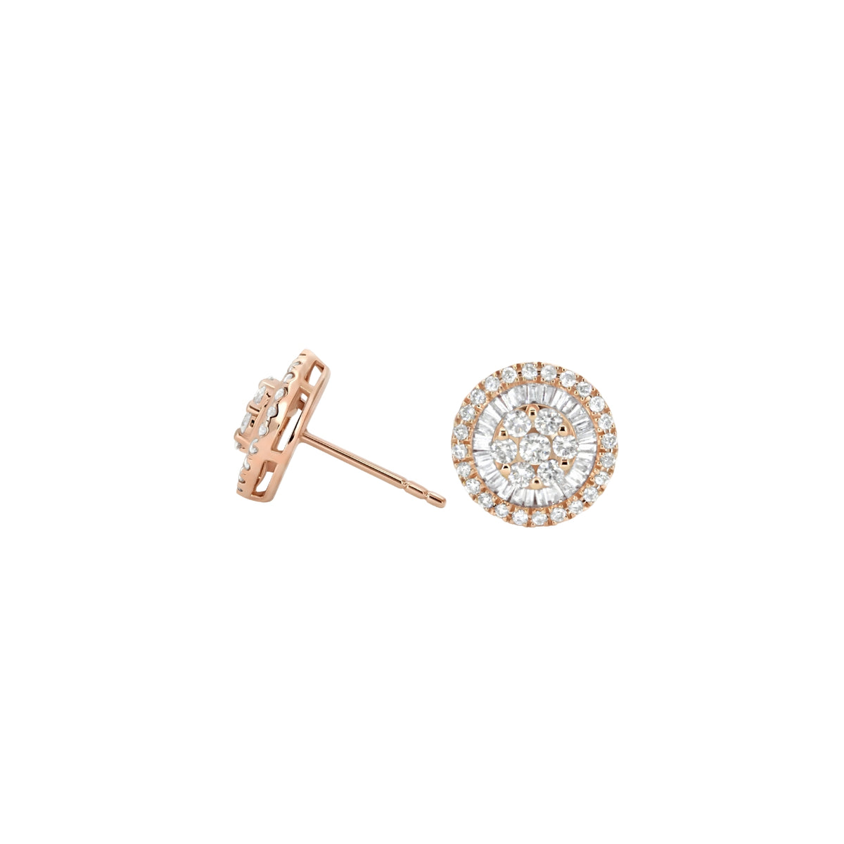 10mm Diamond Cluster Stud Earrings in 18K Gold, view 2 | JJ Jewelry Miami