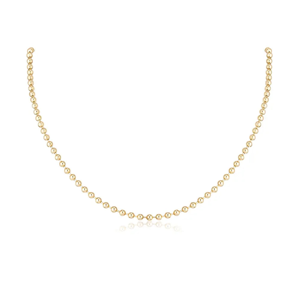 3mm 14K Yellow Gold Bead Necklace | JJ Jewelry Miami