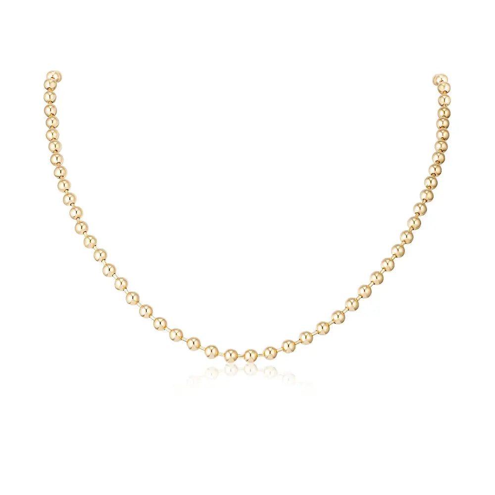 4mm gold bead necklace in 14K yellow gold by JJ Jewelry