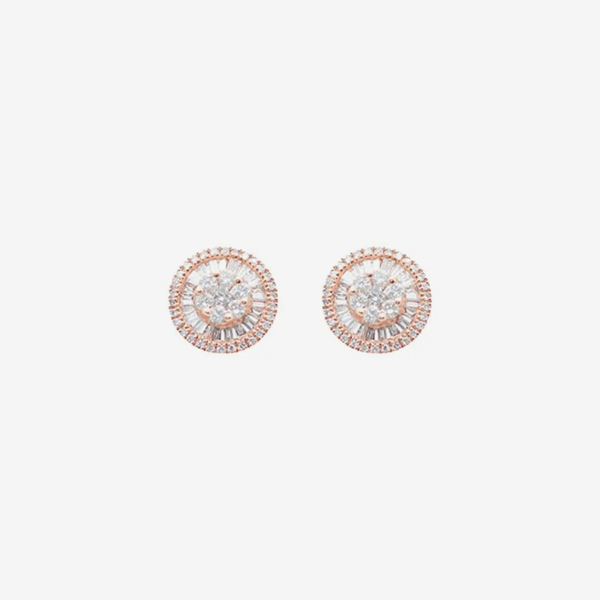 8.5mm Diamond Cluster Stud Earrings, gray background | JJ Jewelry Miami