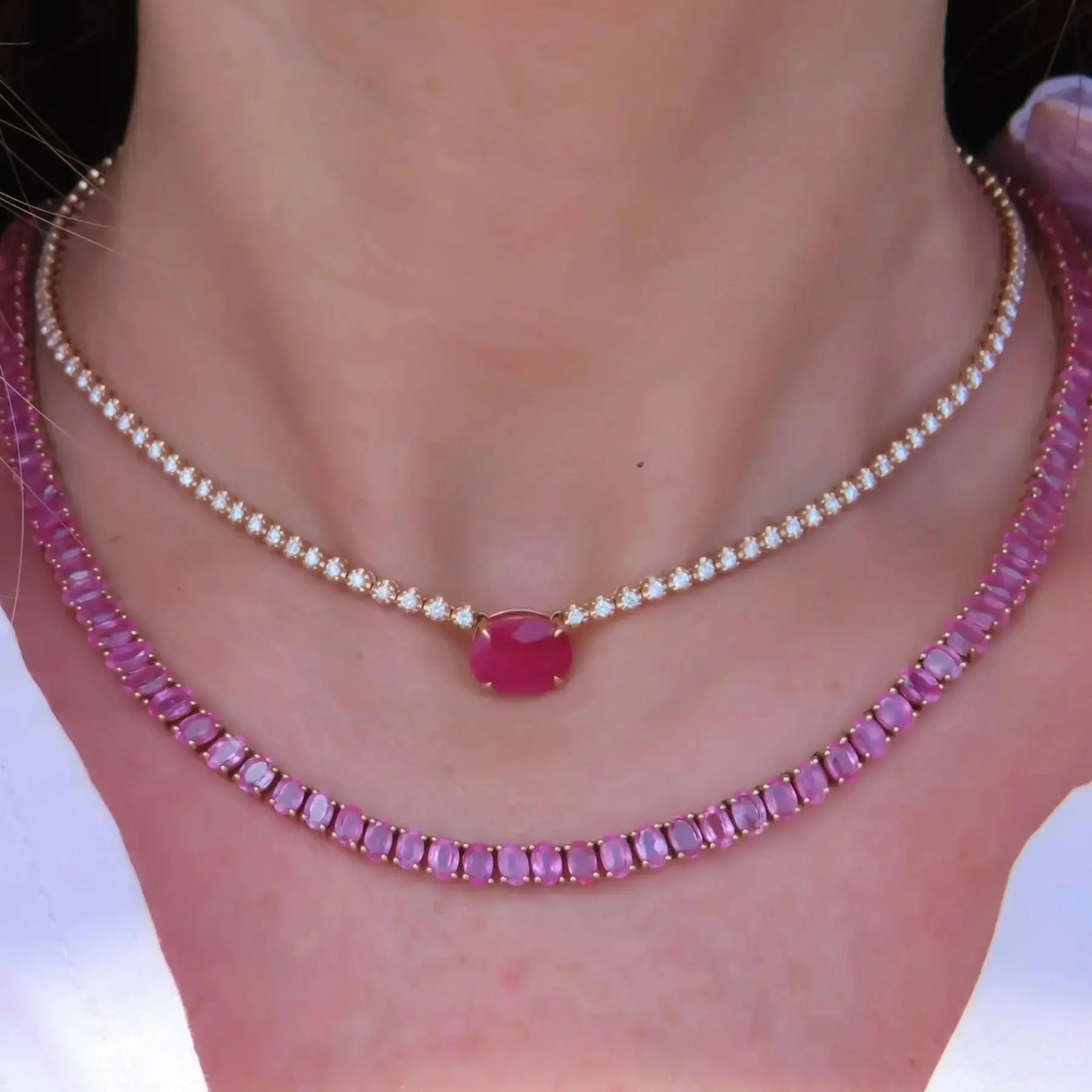 Lala Pink Tourmaline and Diamond Necklace Princess Jewelry Shop
