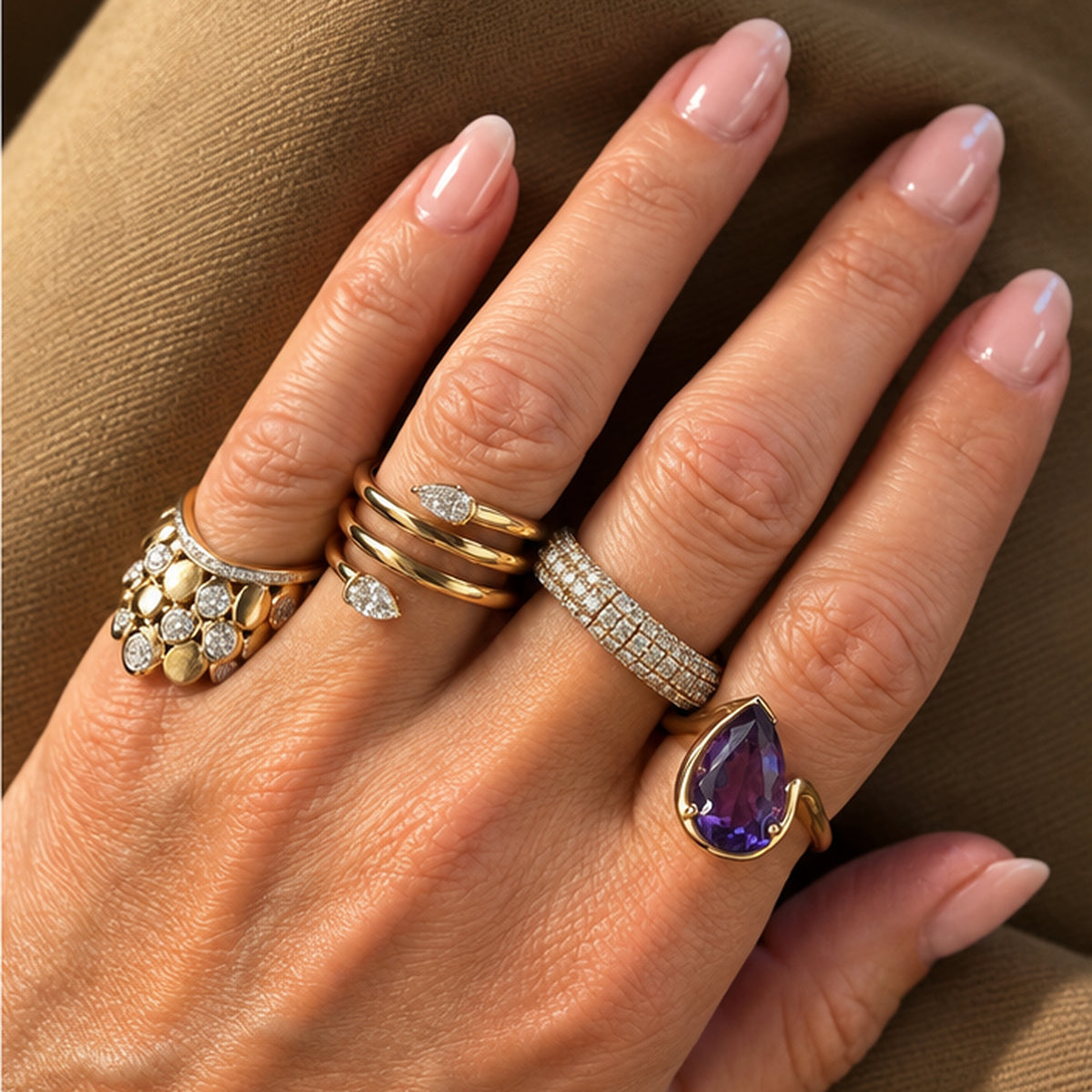 Full Pavé Diamond Flexible Band Ring
