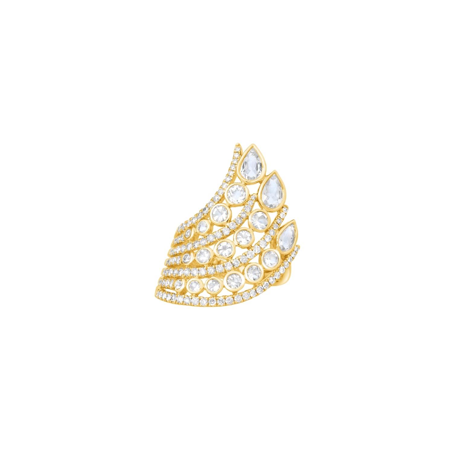 Crown Rising Diamond Pear Ring in 18K Gold