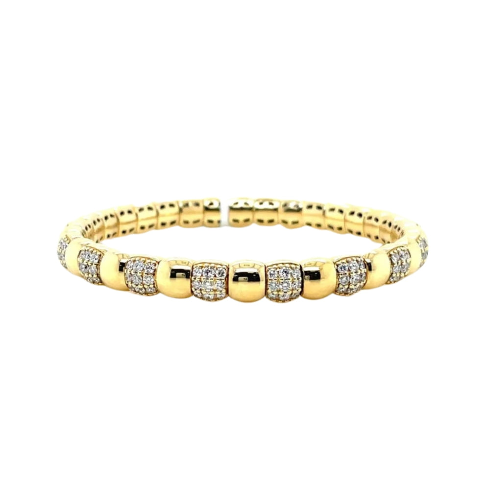 Gold Bead and Diamond Pavé Bracelet in Yellow Gold