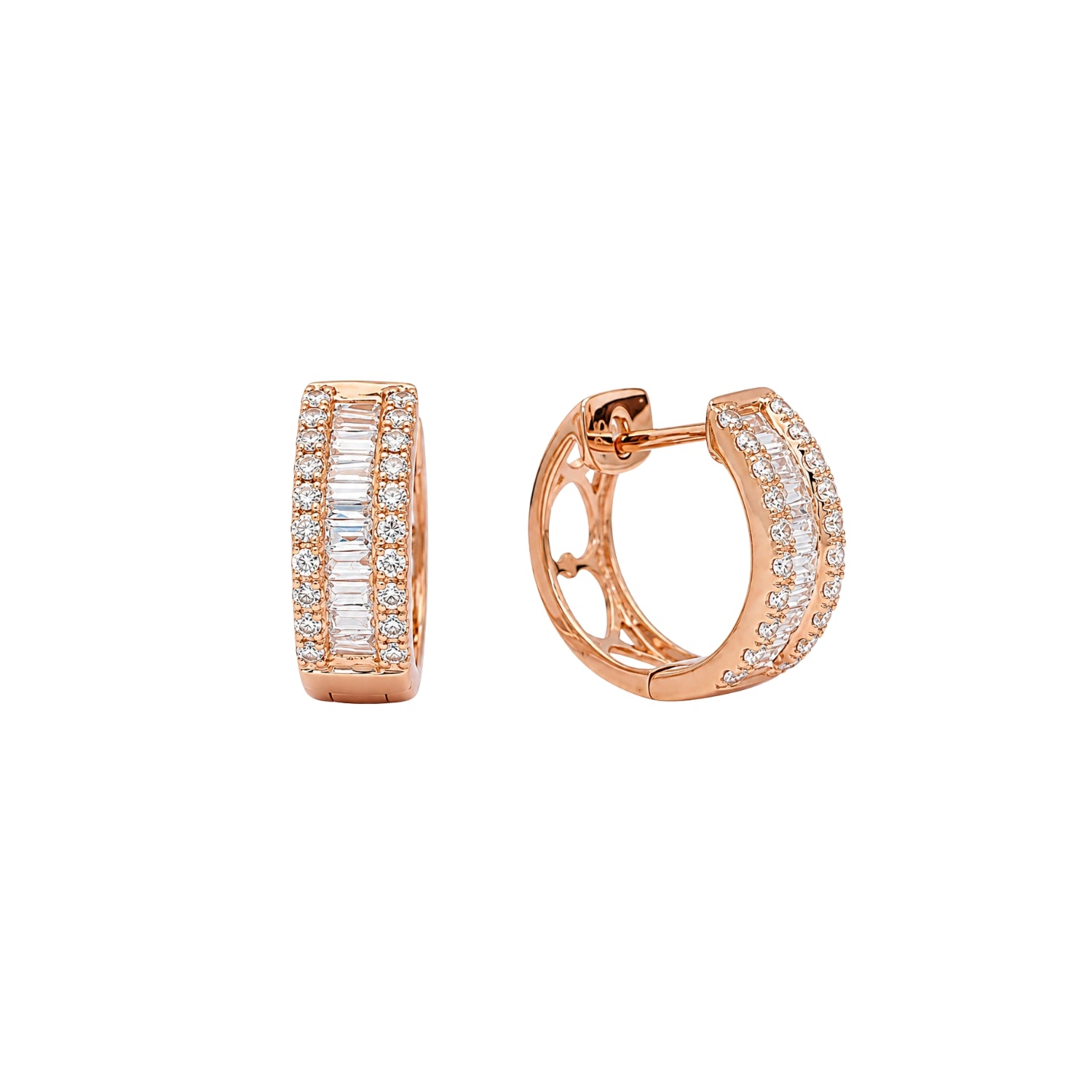 Baguette Diamond Hoop Earrings in 18K Gold