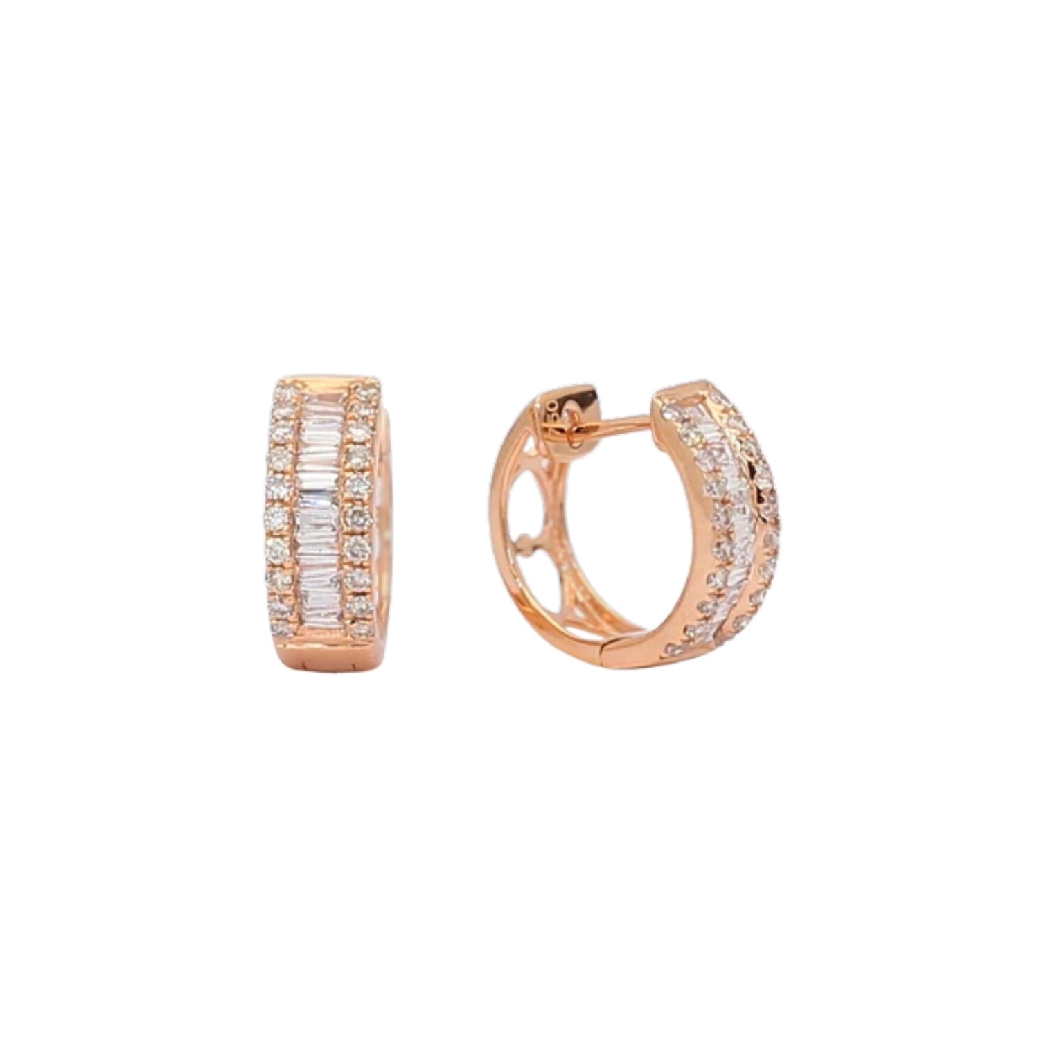 Baguette Diamond Hoop Earrings in 18K Gold