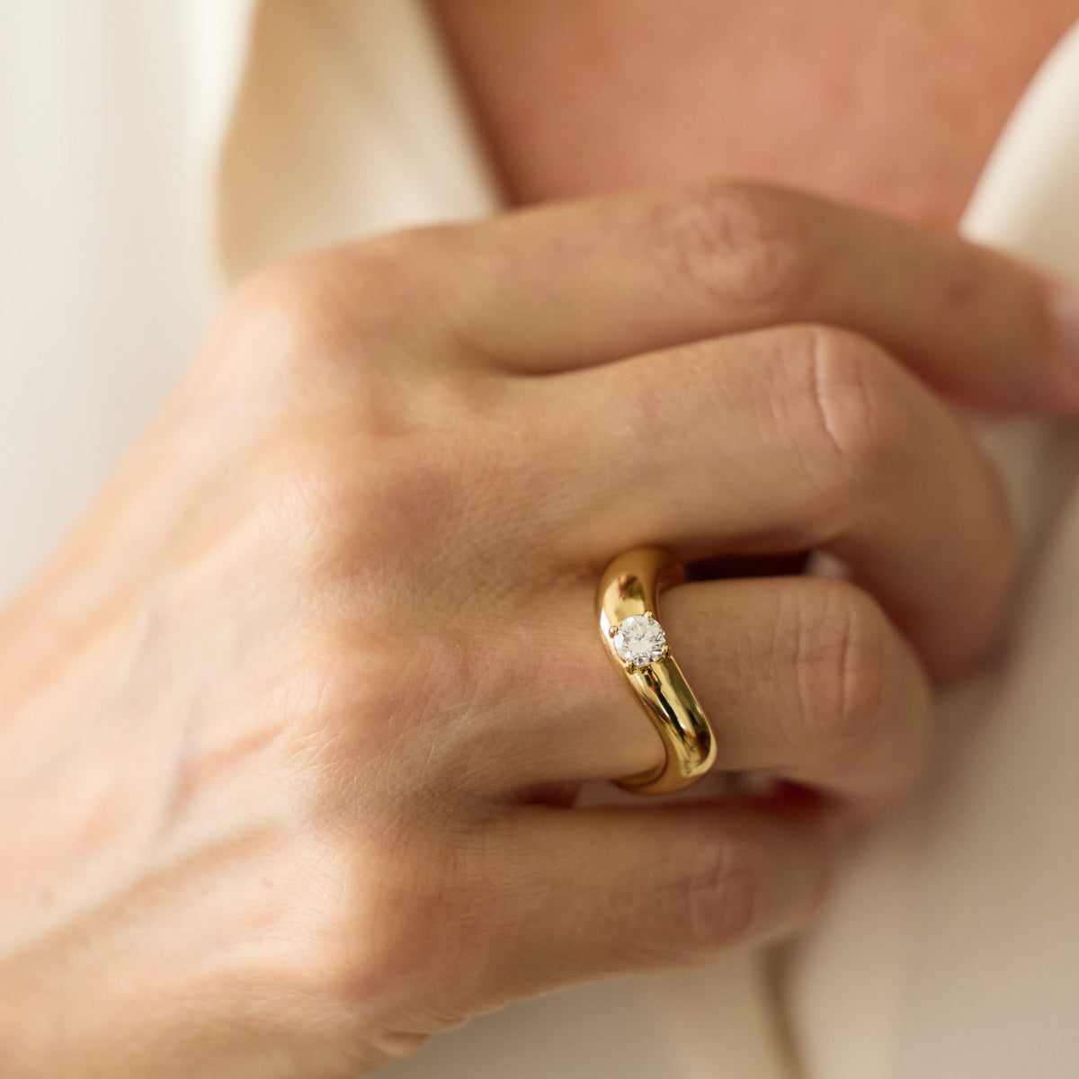 Bold Gold Diamond Open Band Ring
