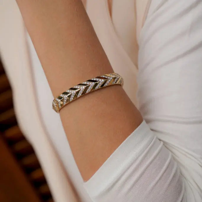 Chevron Diamond Bangle Bracelet Princess Jewelry Shop