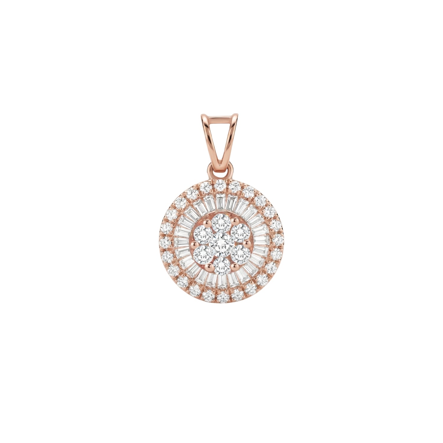 Circular Halo Cluster Diamond Pendant in 18K Gold