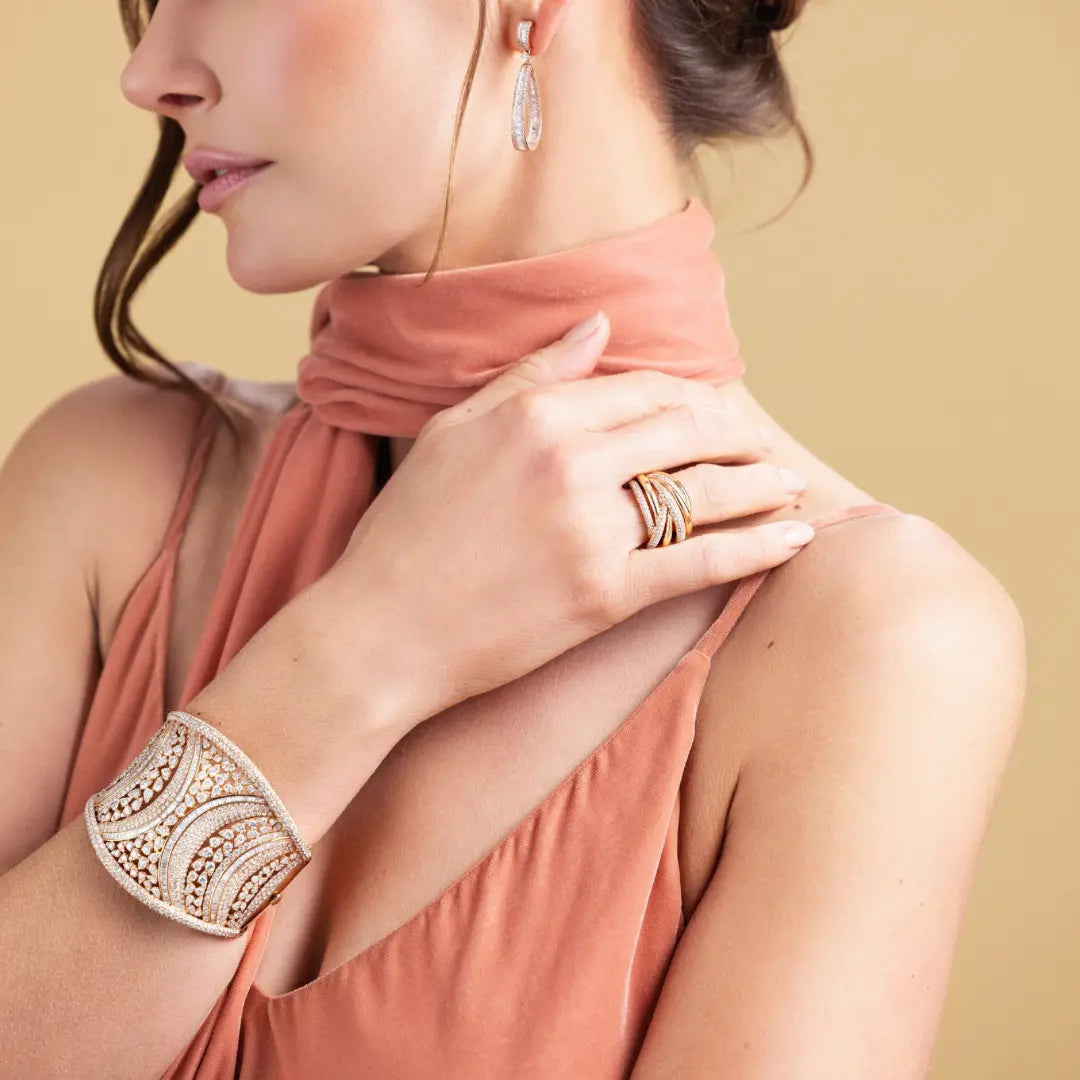 Crossover Diamond Rose Gold Ring-Princess Jewelry Shop