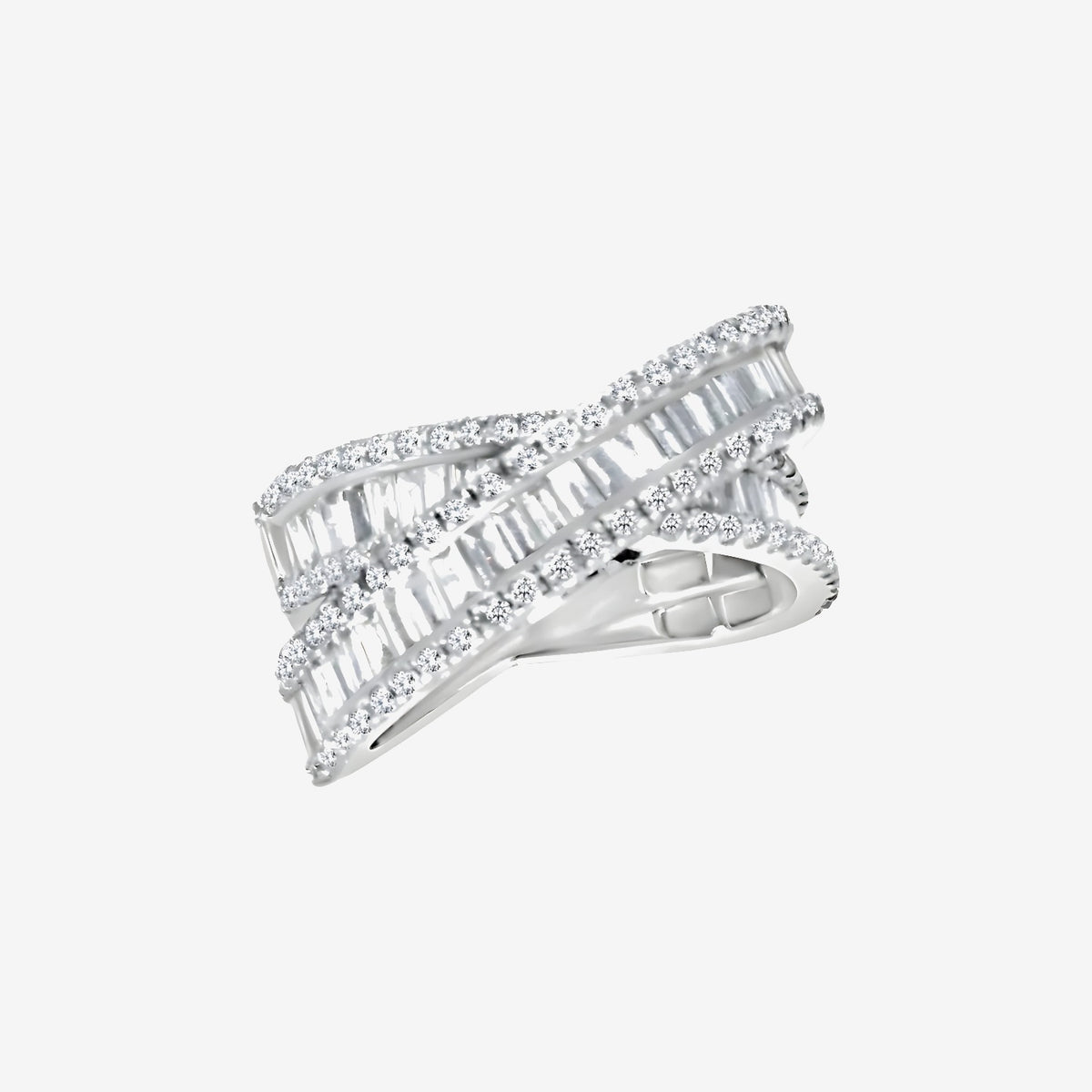 Crossover Diamond Wrap Ring in 18K White Gold | JJ Jewelry