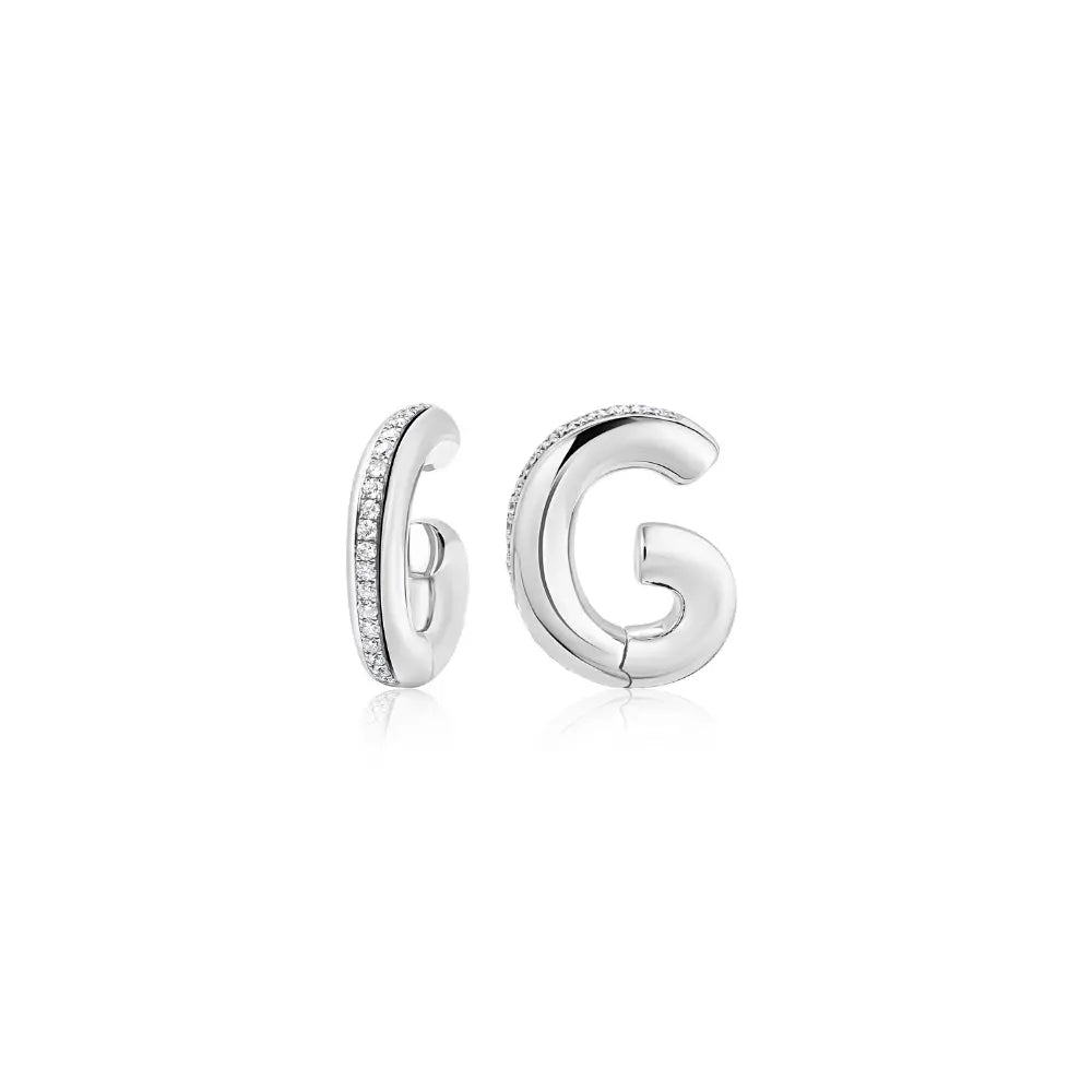 MIDDLE 1 LINE DIA LG EARCLIP D0.35 7G 18K Princess Jewelry Shop