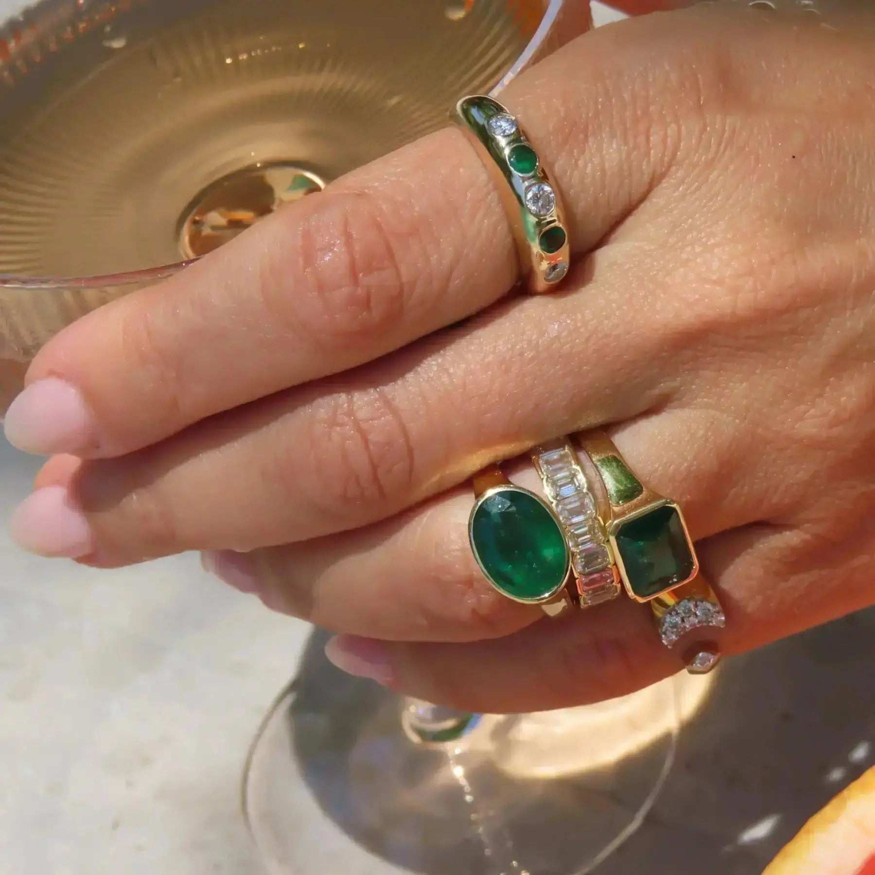 Emerald Radiance Gold Cocktail Ring Princess Jewelry Shop