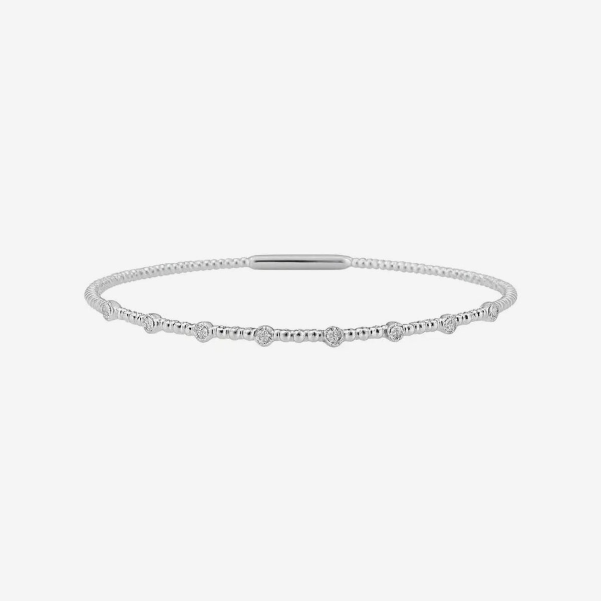 Dot Diamond Flexible Bangle in White Gold | JJ Jewelry