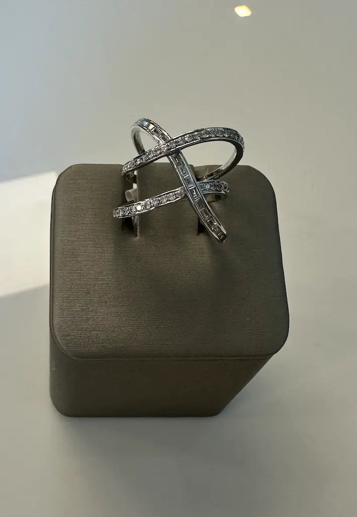 Double Cross Diamond Ring Princess Jewelry Shop