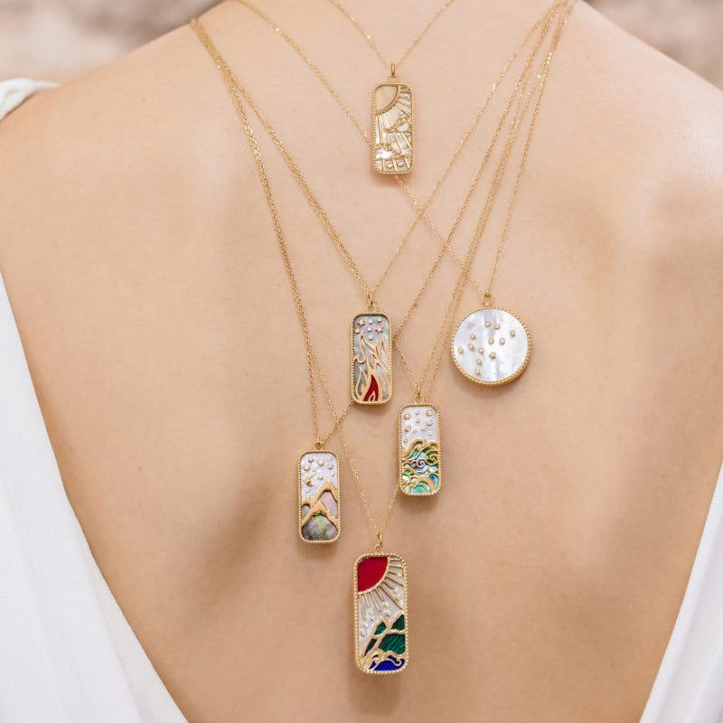 Earth Element Pendant Necklace in 18K Yellow Gold by Atelier Nawbar, view 3 | JJ Jewelry Miami