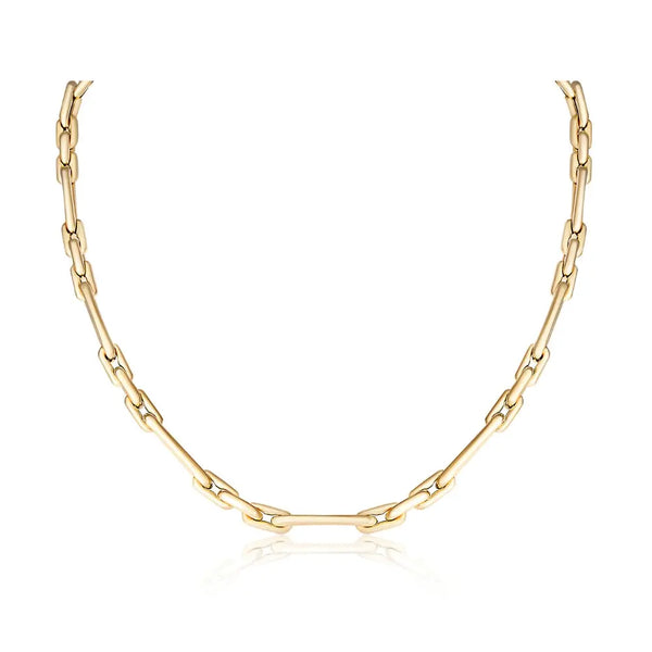 Elongated Link Chain Necklace in 14K Yellow Gold | JJ Jewelry Miami