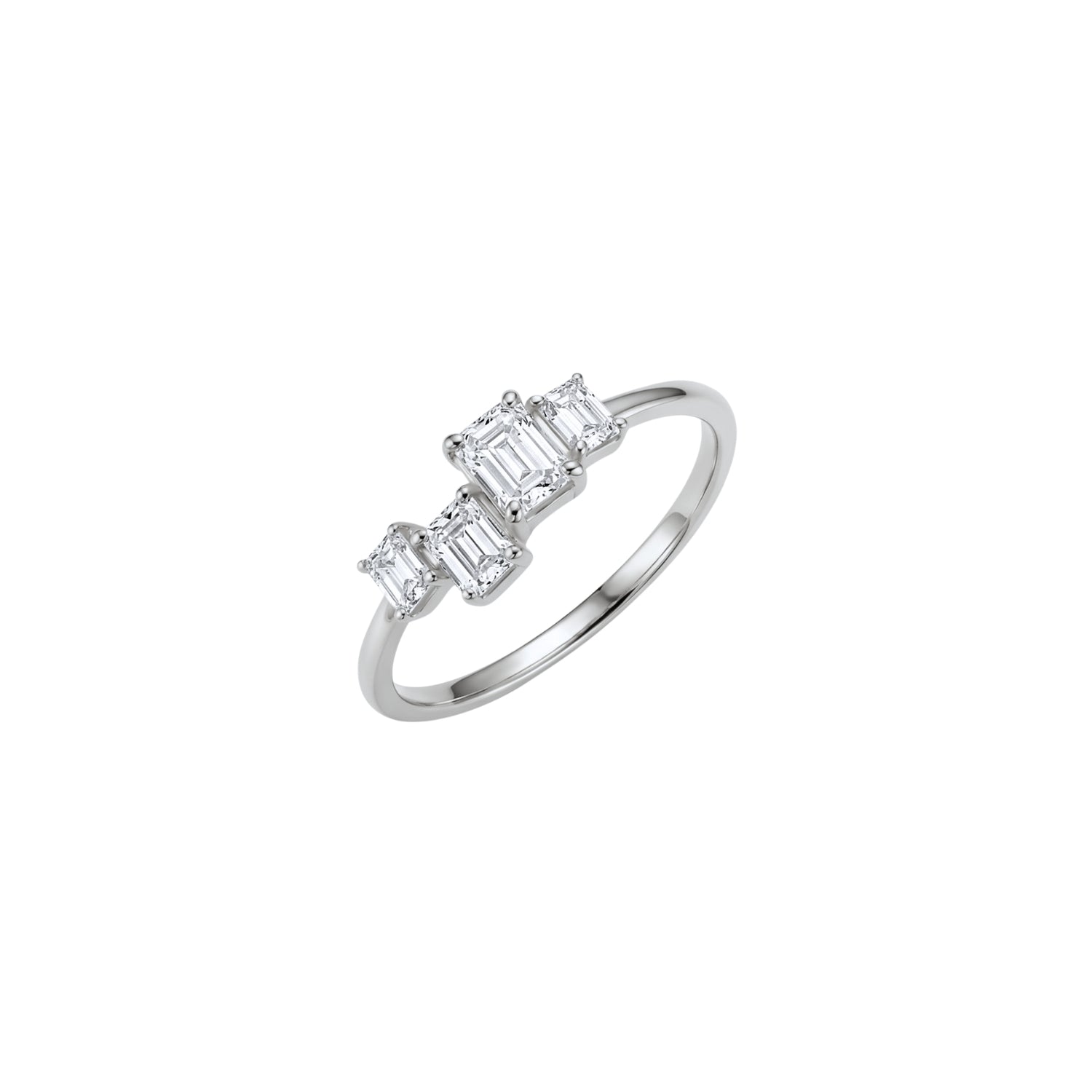 Emerald-Cut Diamond Cluster Pinky Ring in 18K Gold