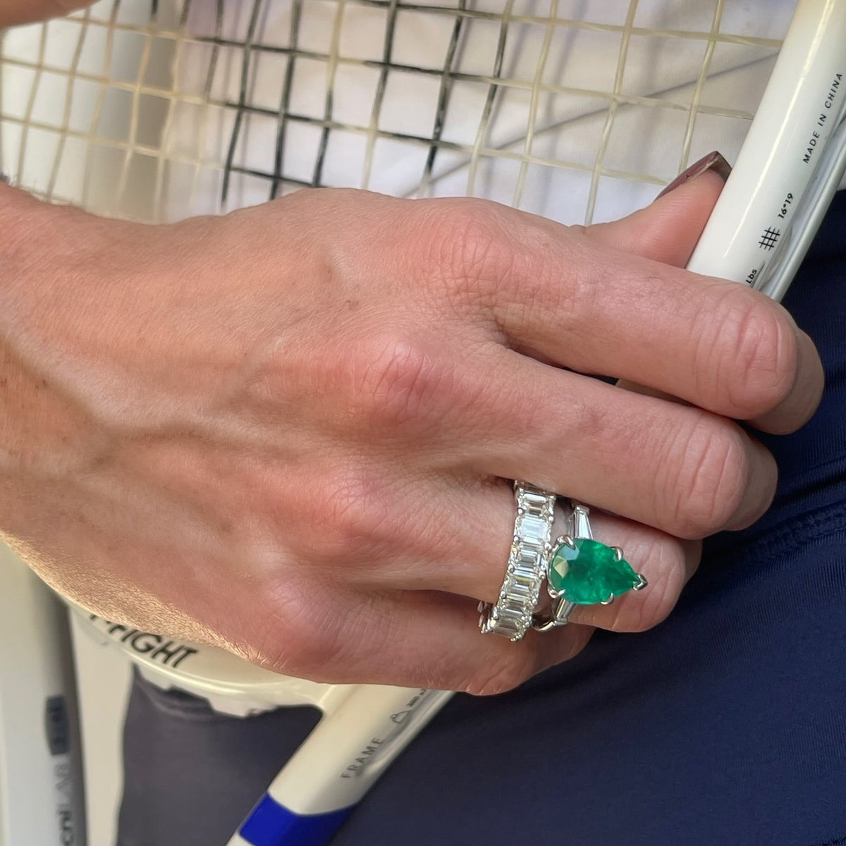 Emerald-Cut Diamond Full Eternity Band in 18K White Gold, view 10 | JJ Jewelry Miami
