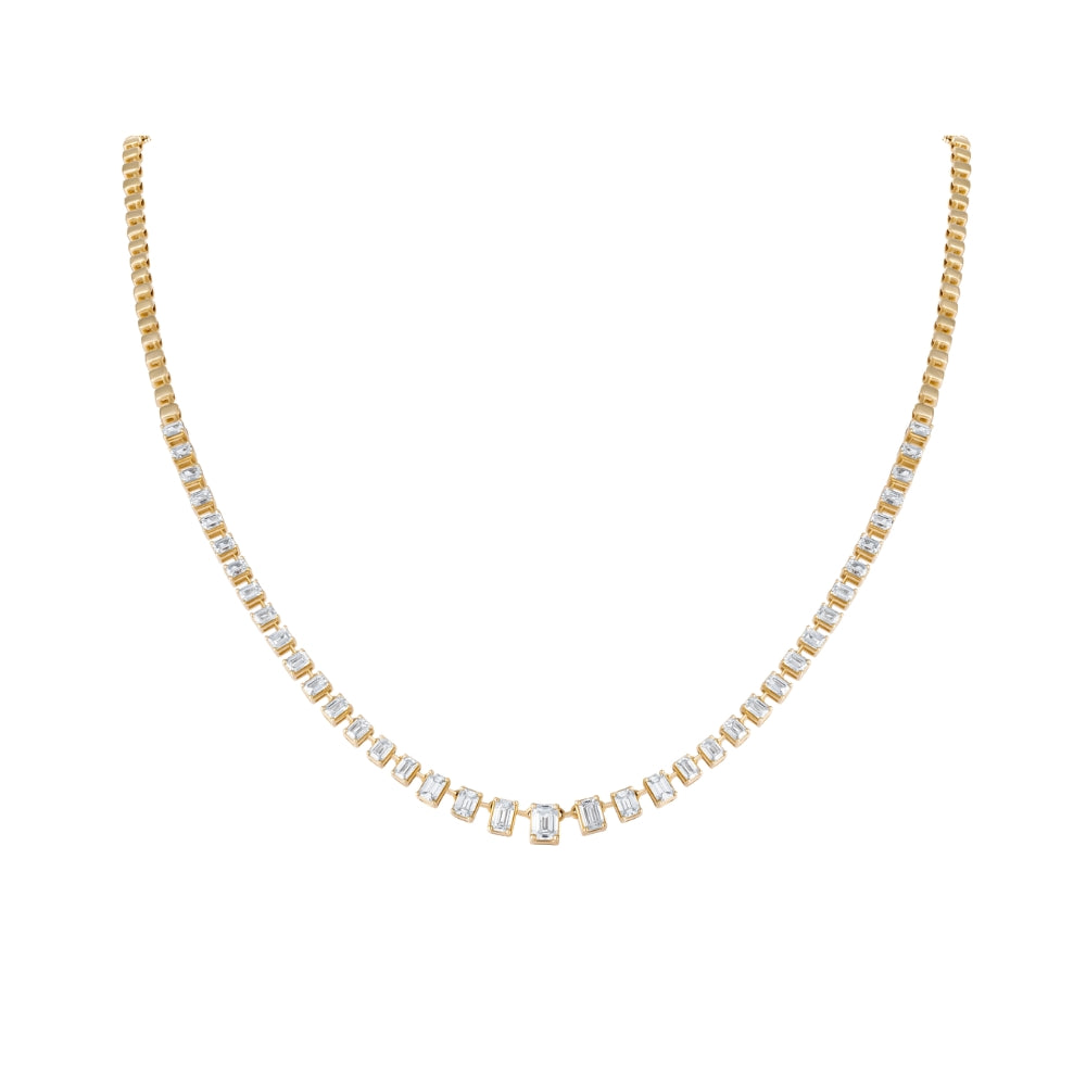 Emerald-cut diamond necklace in 14K yellow gold – JJ Jewelry