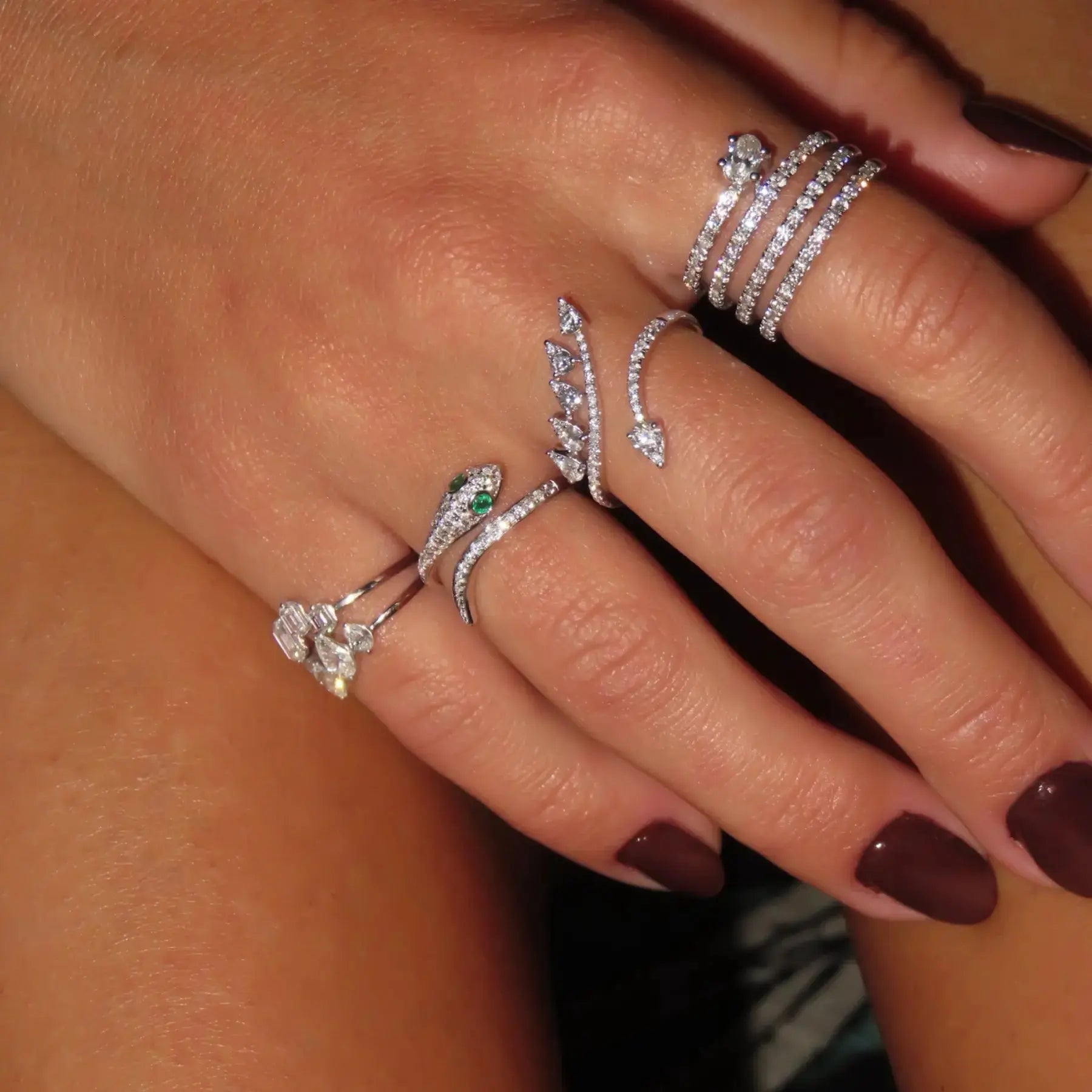 Four emerald-cut diamond cluster ring minimalist fine jewelry