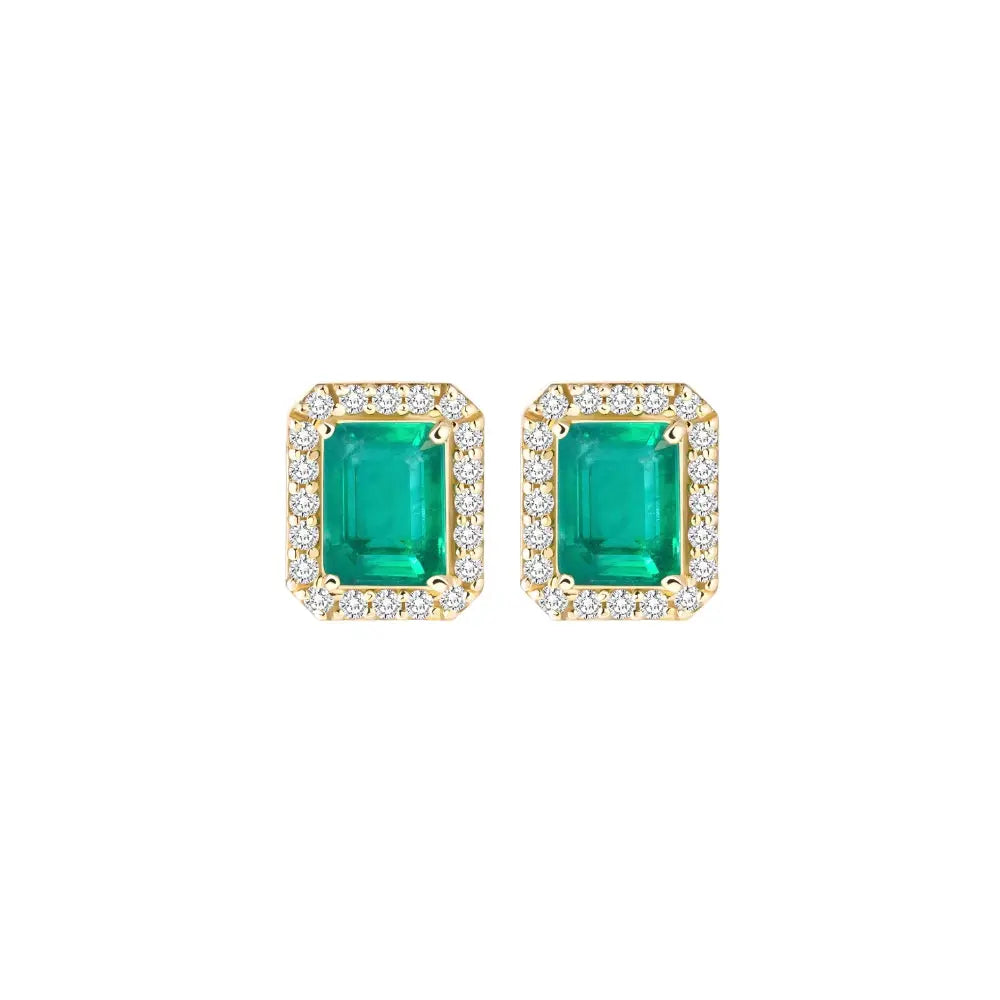 (ADD) EMERALD DIAMOND STUDS Princess Jewelry Shop