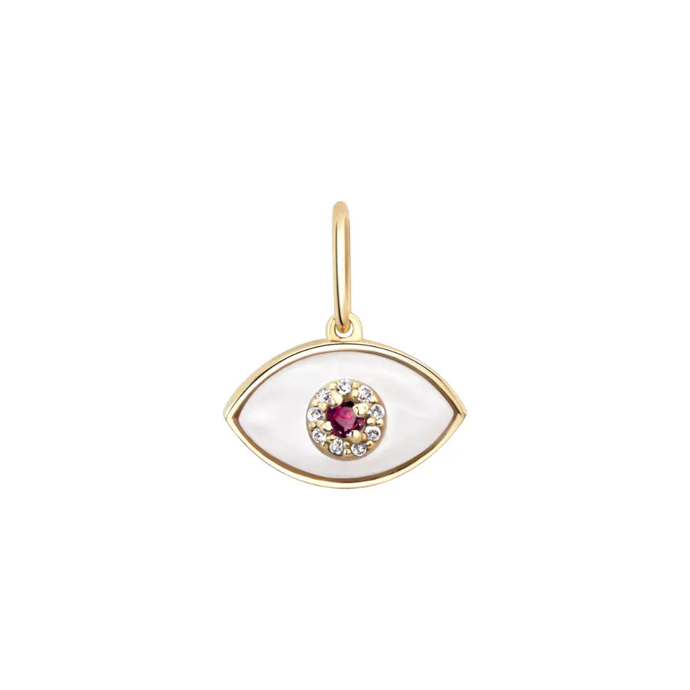Evil Eye Charm with Diamonds and Center Gemstone Princess Jewelry Shop