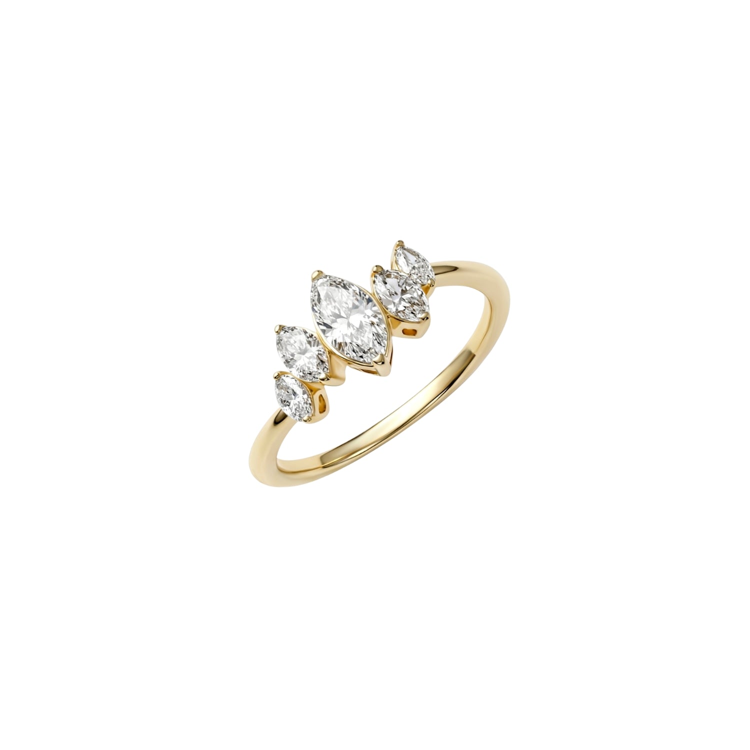 Five Marquise Diamond Stackable Ring in 14K Yellow or White Gold