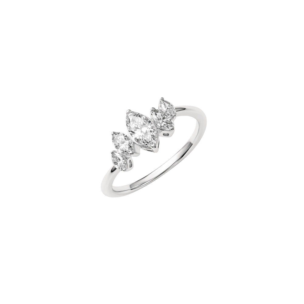 Five Marquise Diamond Stackable Ring in 14K Yellow or White Gold