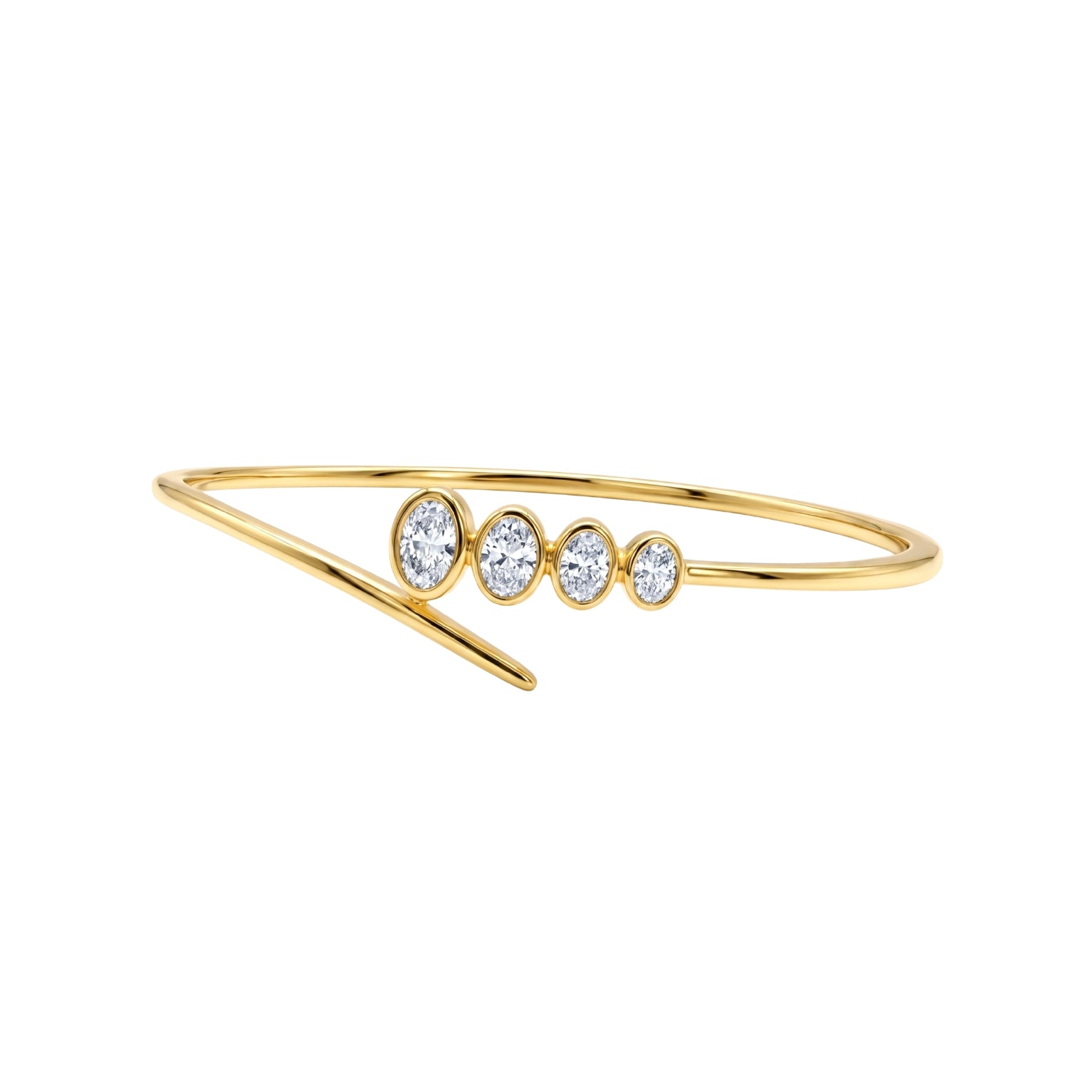 Four Oval Diamond Bezel Bangle