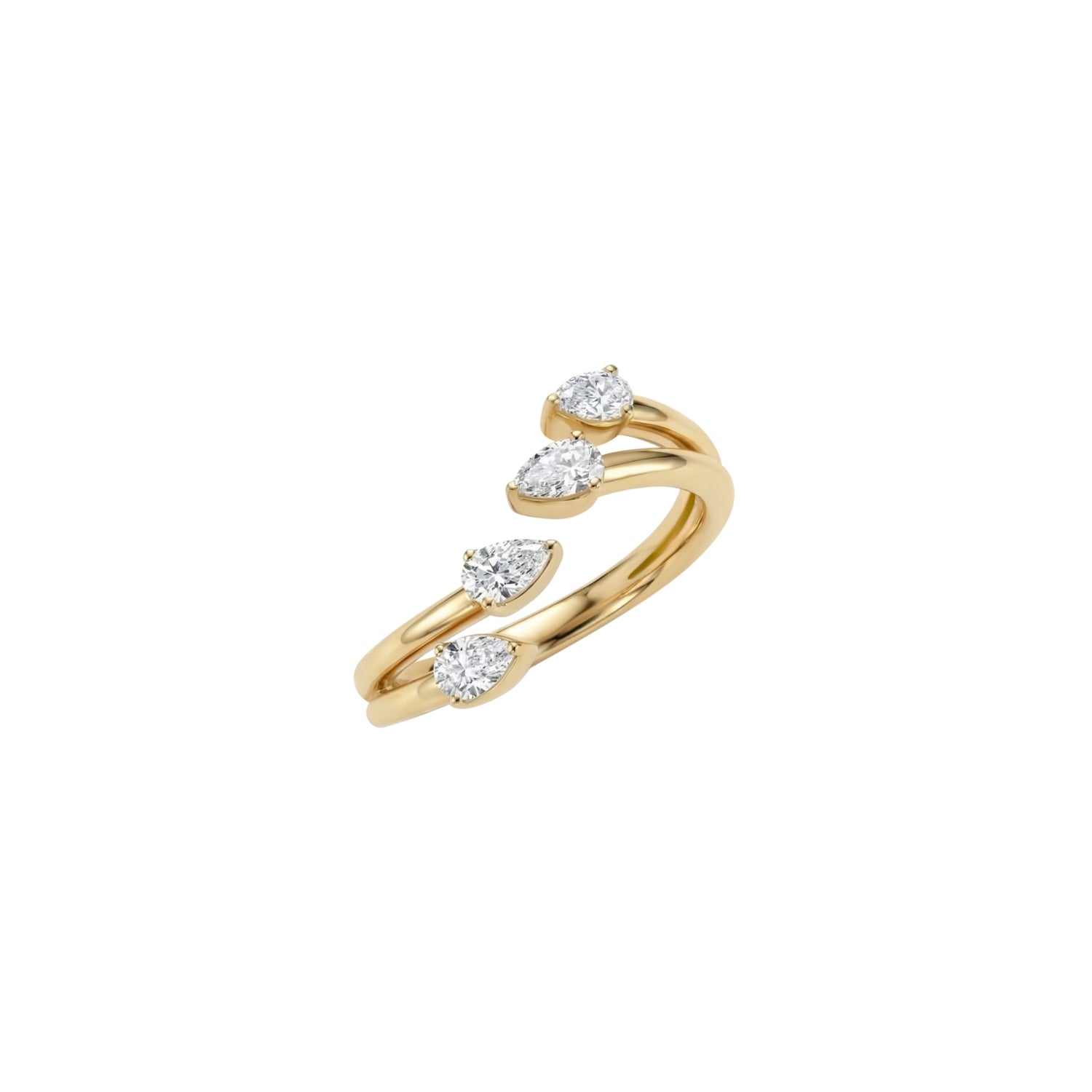 Four Pear Diamond Open Ring in 18K Gold