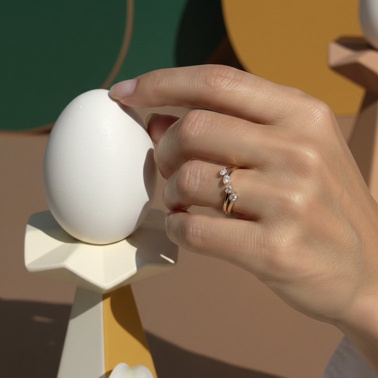 Four Pear Diamond Open Ring in 18K Gold
