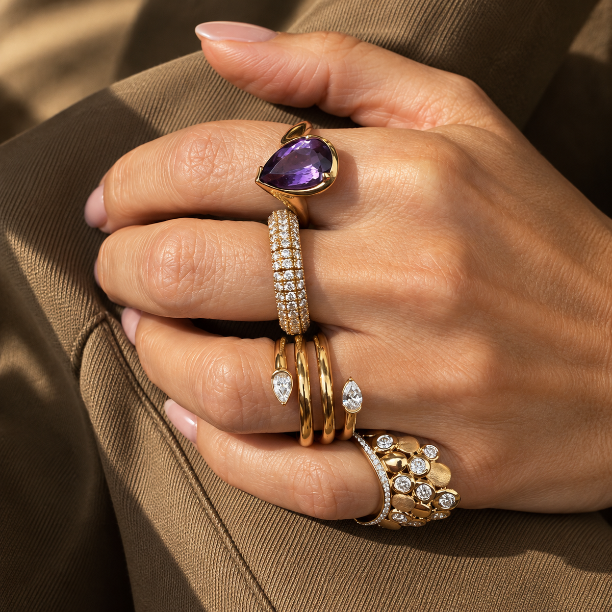 Full Pavé Diamond Flexible Band Ring