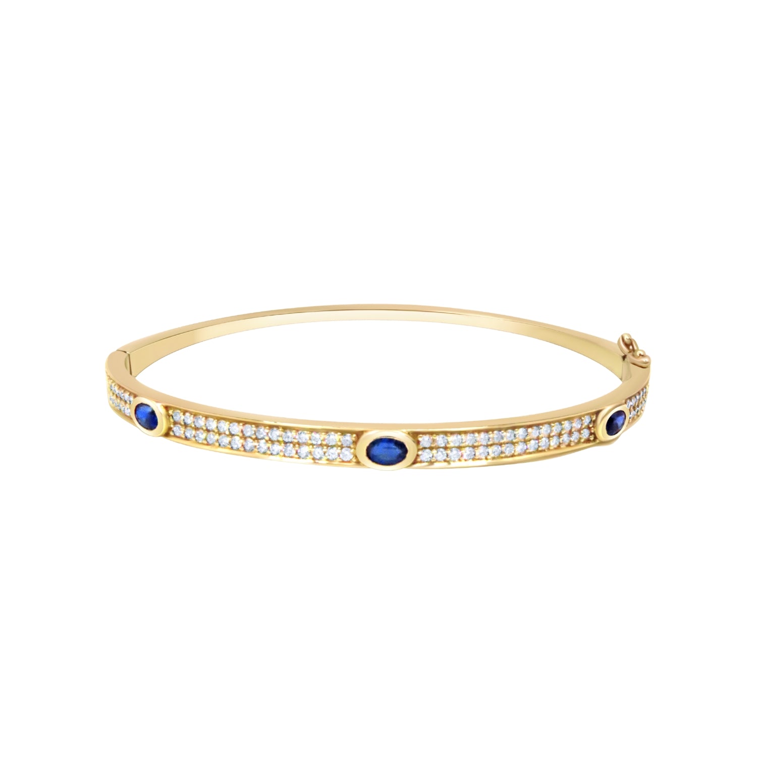 Gemstone and Diamond Pavé Bangle Bracelet