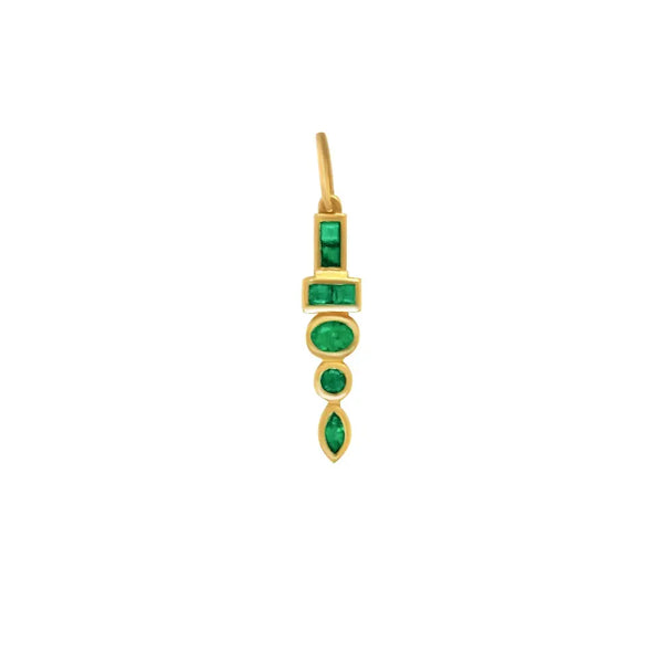 Geometric Emerald Drop Pendant in 14K Yellow Gold | JJ Jewelry