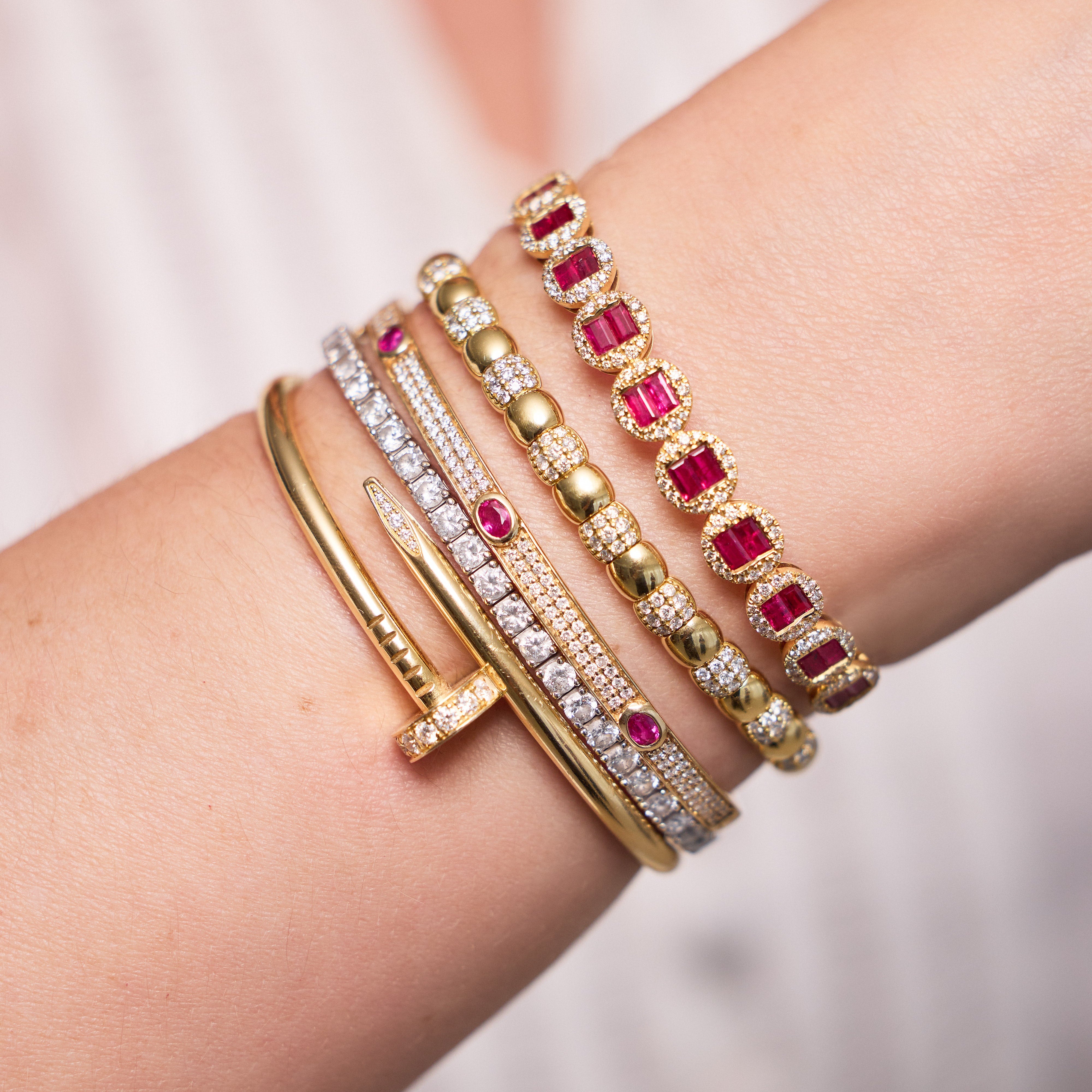 Ruby and Diamond Pavé Bangle Bracelet