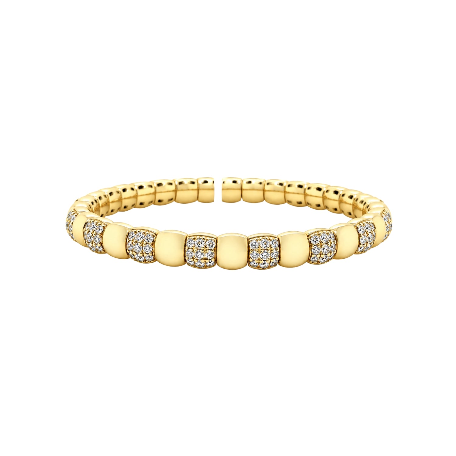 Gold Bead and Diamond Pavé Bracelet in Yellow Gold