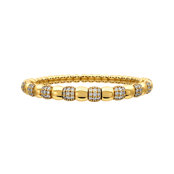 Gold Bead and Diamond Pavé Bracelet in Yellow Gold
