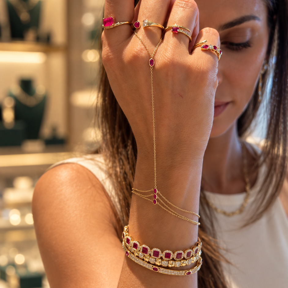 Gemstone and Diamond Pavé Bangle Bracelet