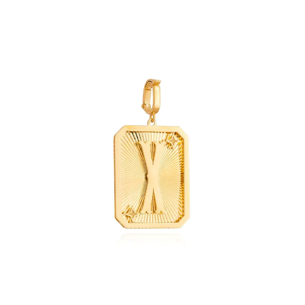 LETTER MEDAL GOLD PEND 4.4G 18KY Princess Jewelry Shop