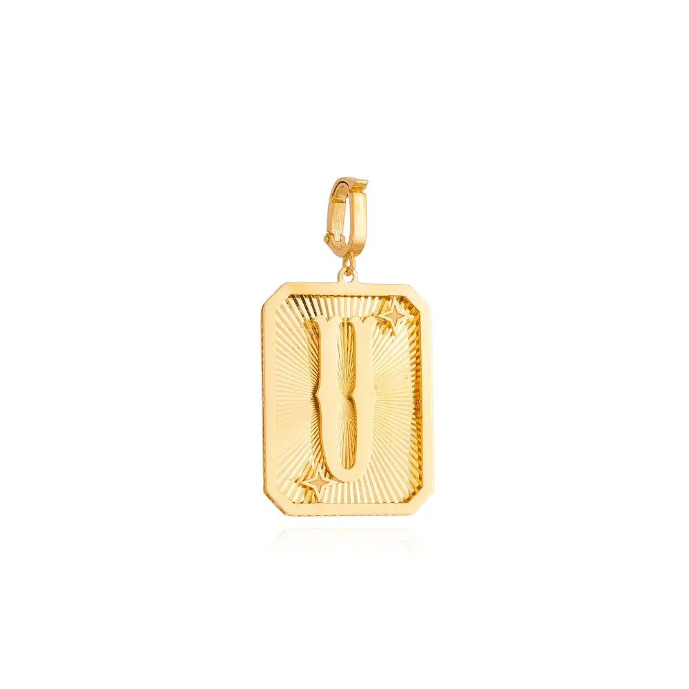 LETTER MEDAL GOLD PEND 4.4G 18KY Princess Jewelry Shop
