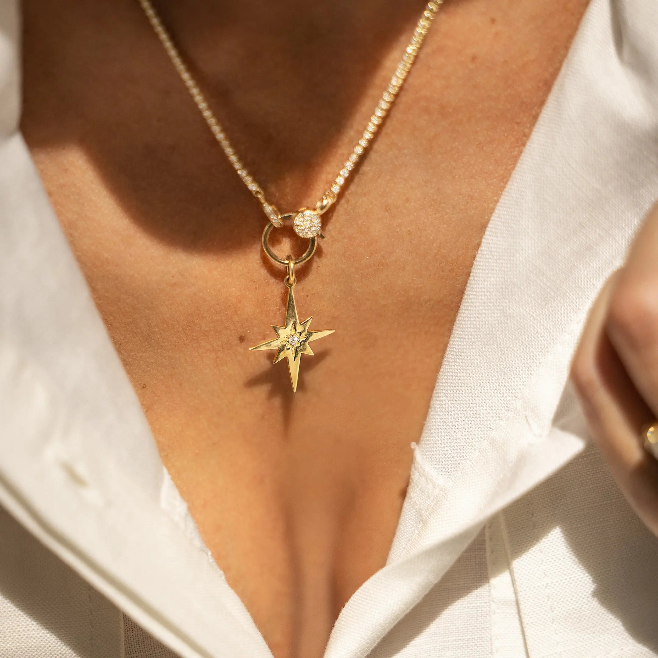 Gold Star with Diamond Pendant-Princess Jewelry Shop