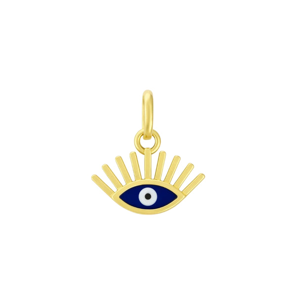 Greek Evil Eye Enamel Pendant in 14K Yellow Gold | JJ Jewelry Miami