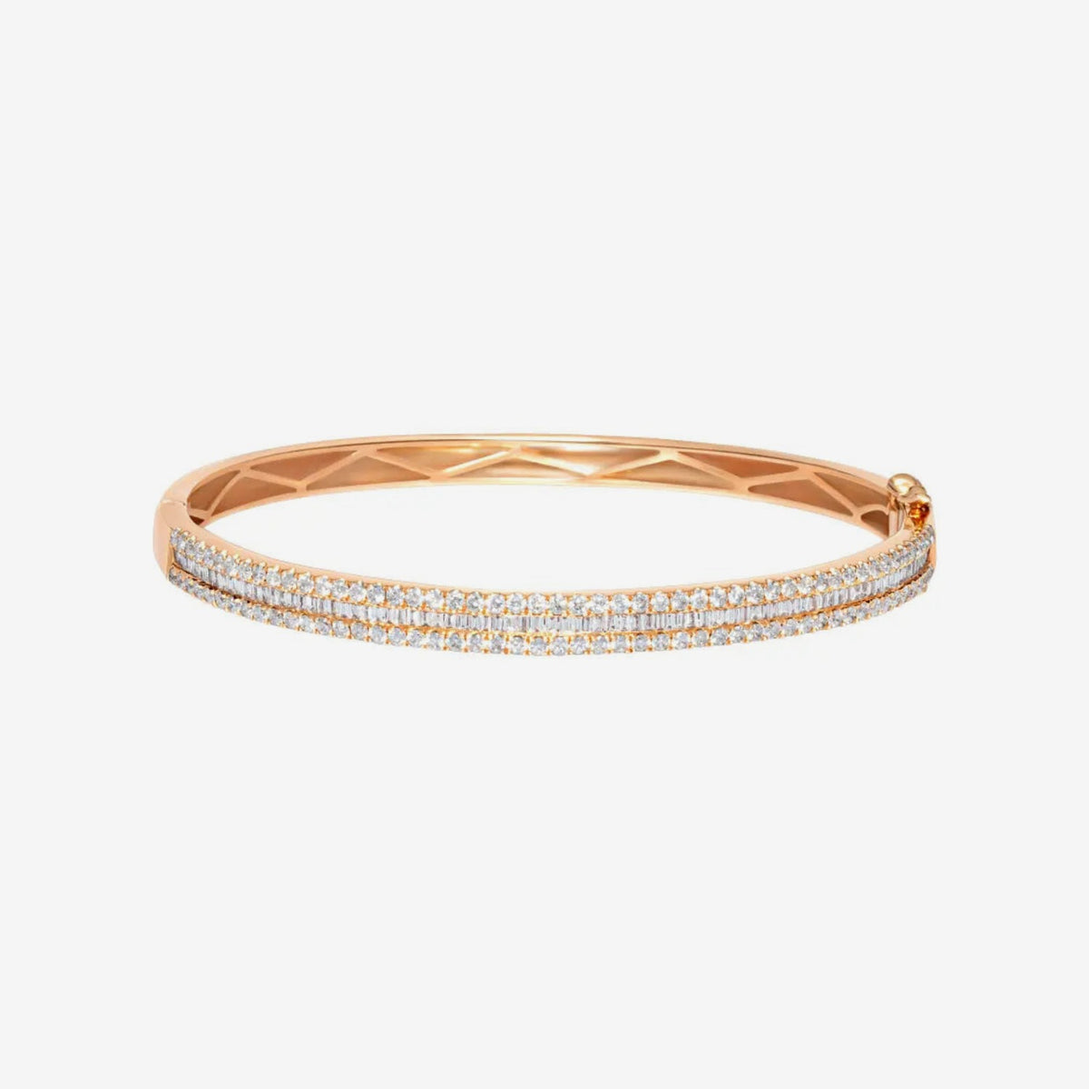 Half Diamond Bangle in Rose Gold | JJ Jewelry
