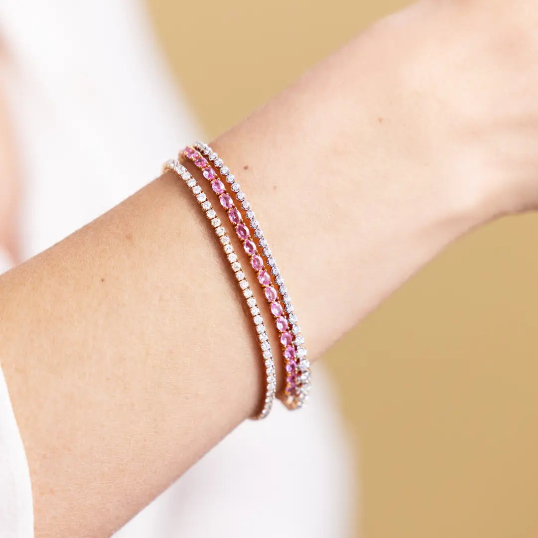 Half Eternity Flexible Diamond Bangle, 1 ct, lifestyle view 1 | JJ Jewelry
