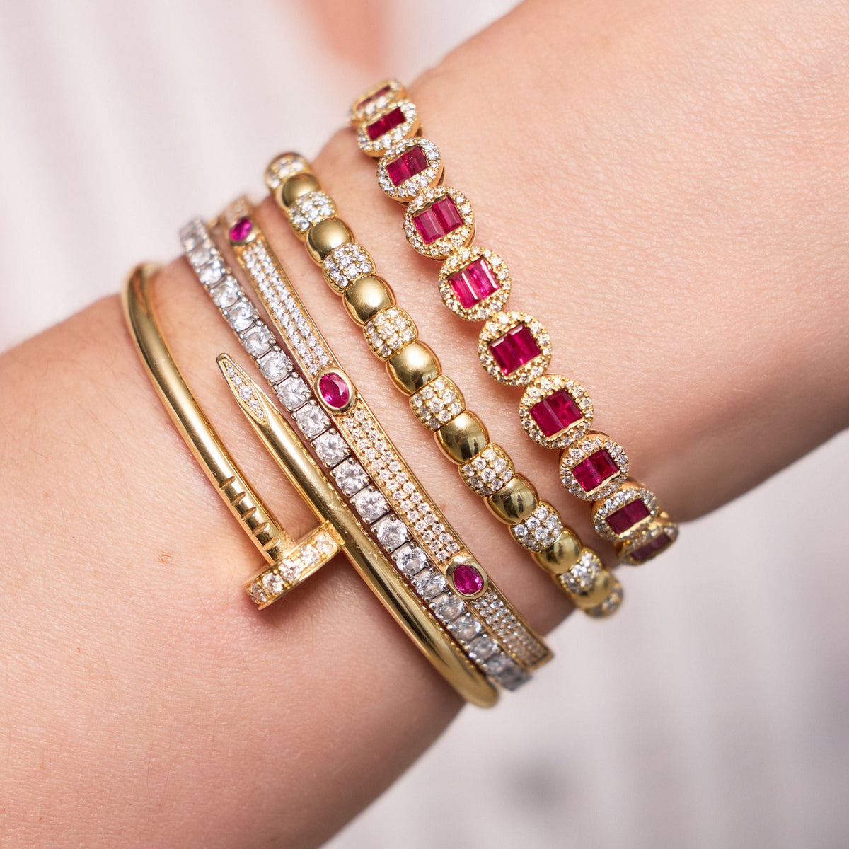 Half-Eternity Flexible Diamond Bangle, 3.0 carats | JJ Jewelry Miami