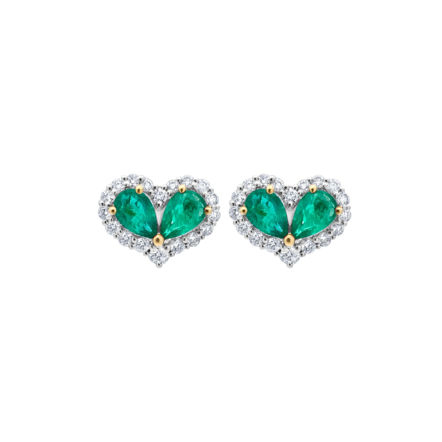 Heart Diamond Frame Earrings with Gemstone Center