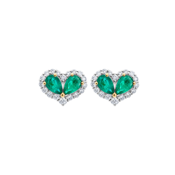 Heart Diamond Frame Earrings with Gemstone Center