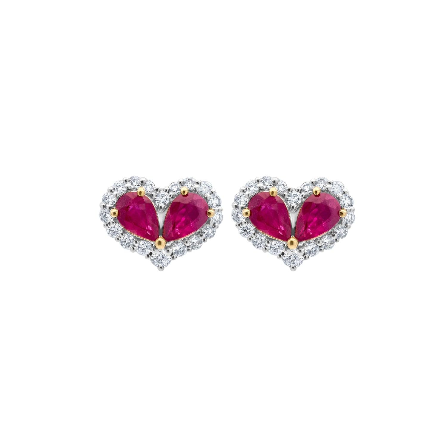 Heart Diamond Frame Earrings with Gemstone Center