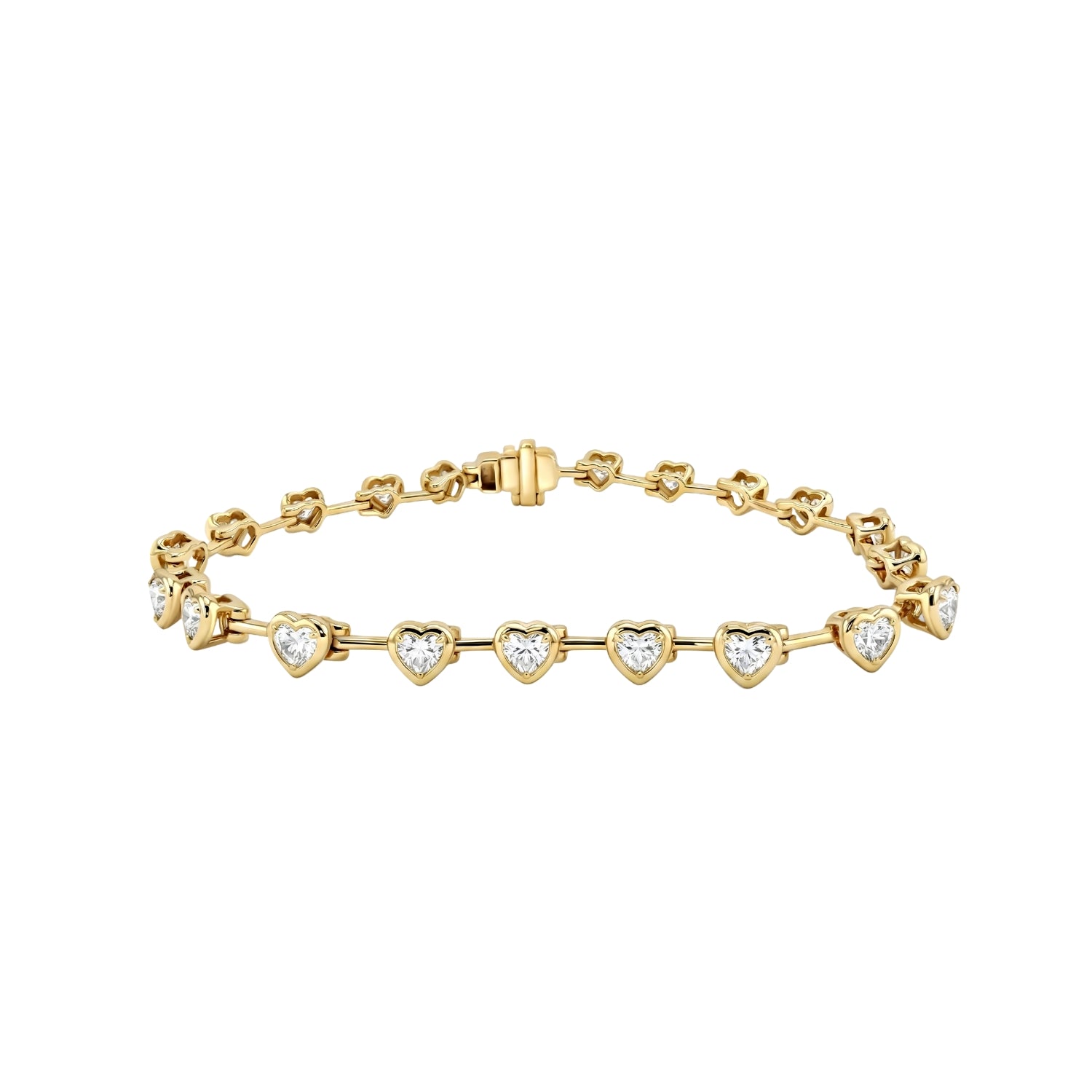 Heart-Shaped Spaced Bezel Diamond Bracelet